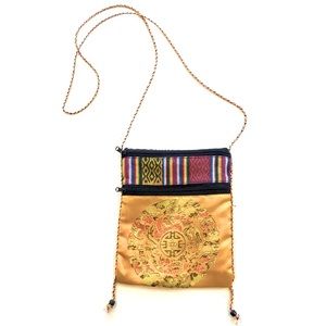 Silky Shoulder Bag- Fits cell phone- 2 inside Compartments - Zip close 6” x 7.5”